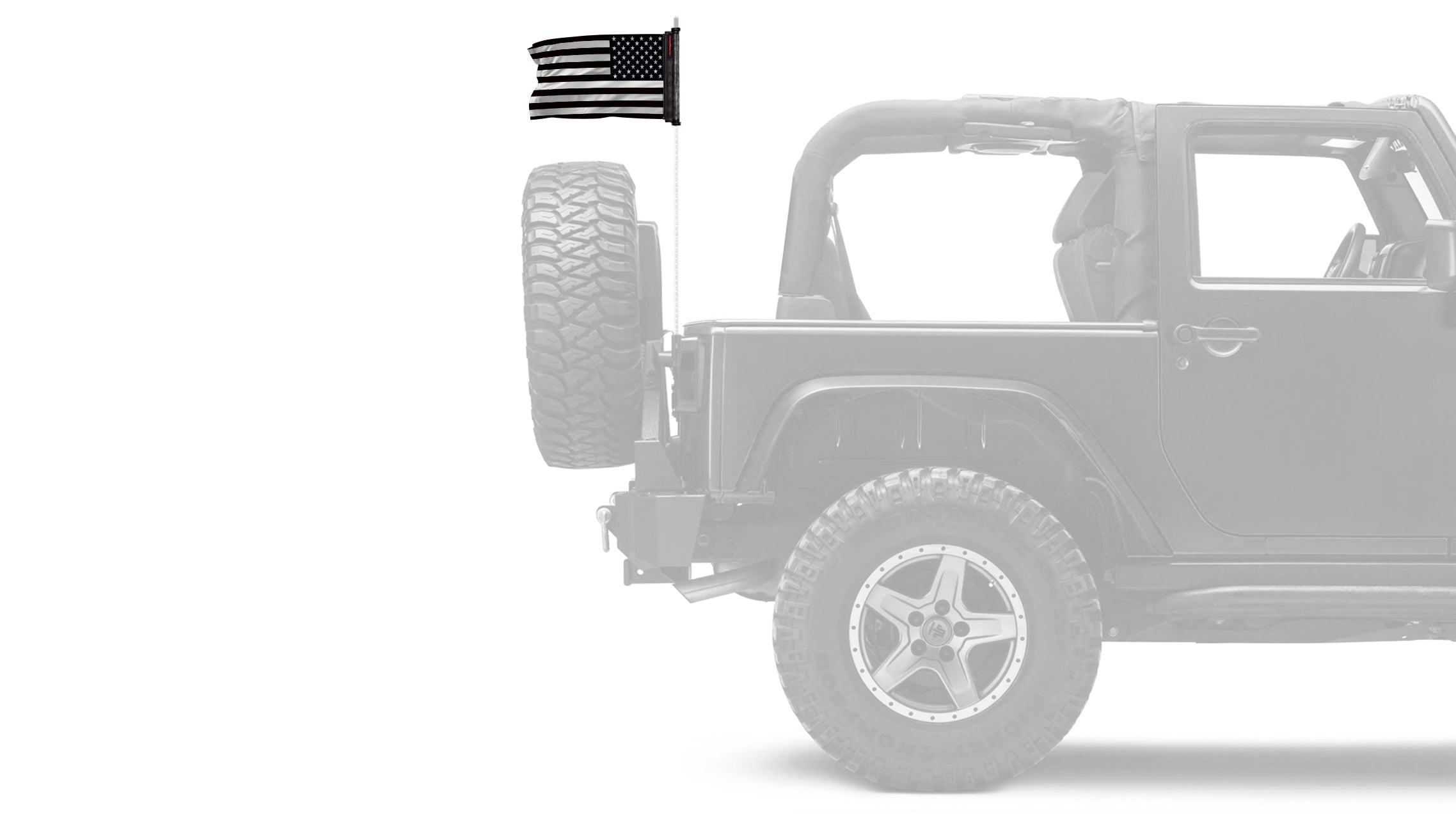 USA Subdued Thin White Line 12"x18" Forever Wave Flag for Jeep Wrangler LJ 2003-2006