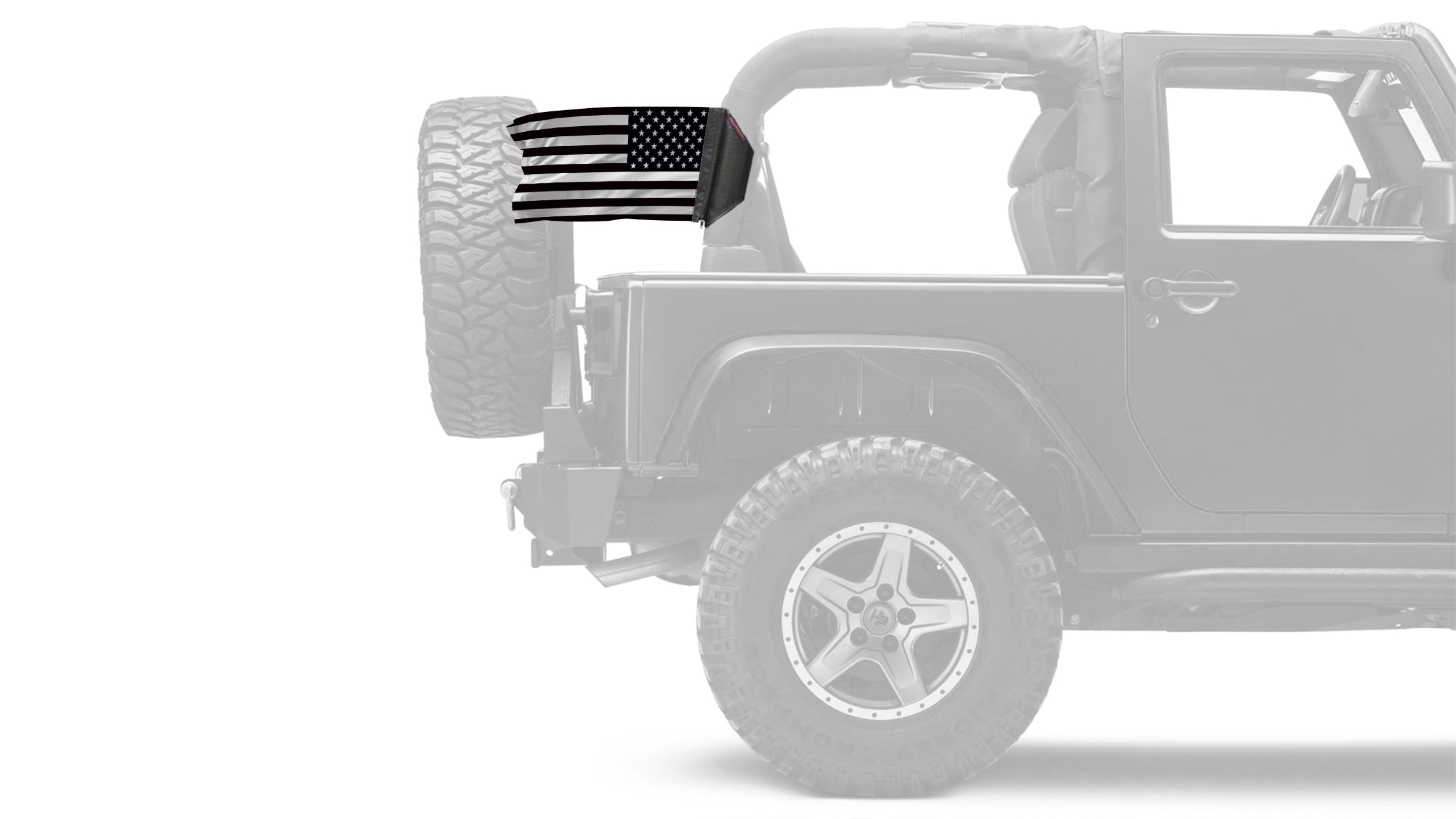 USA Subdued Thin White Line 12"x18" Forever Wave Flag for Jeep Wrangler YJ 1986-1995