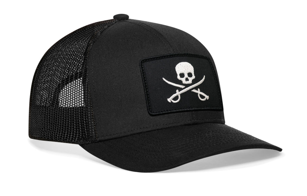 Pirate Flag Trucker Hat  |  Black Jolly Roger Flag Snapback