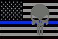 USA Subdued Thin Blue Line Punisher 12"x18" Forever Wave Flag for Golf Carts