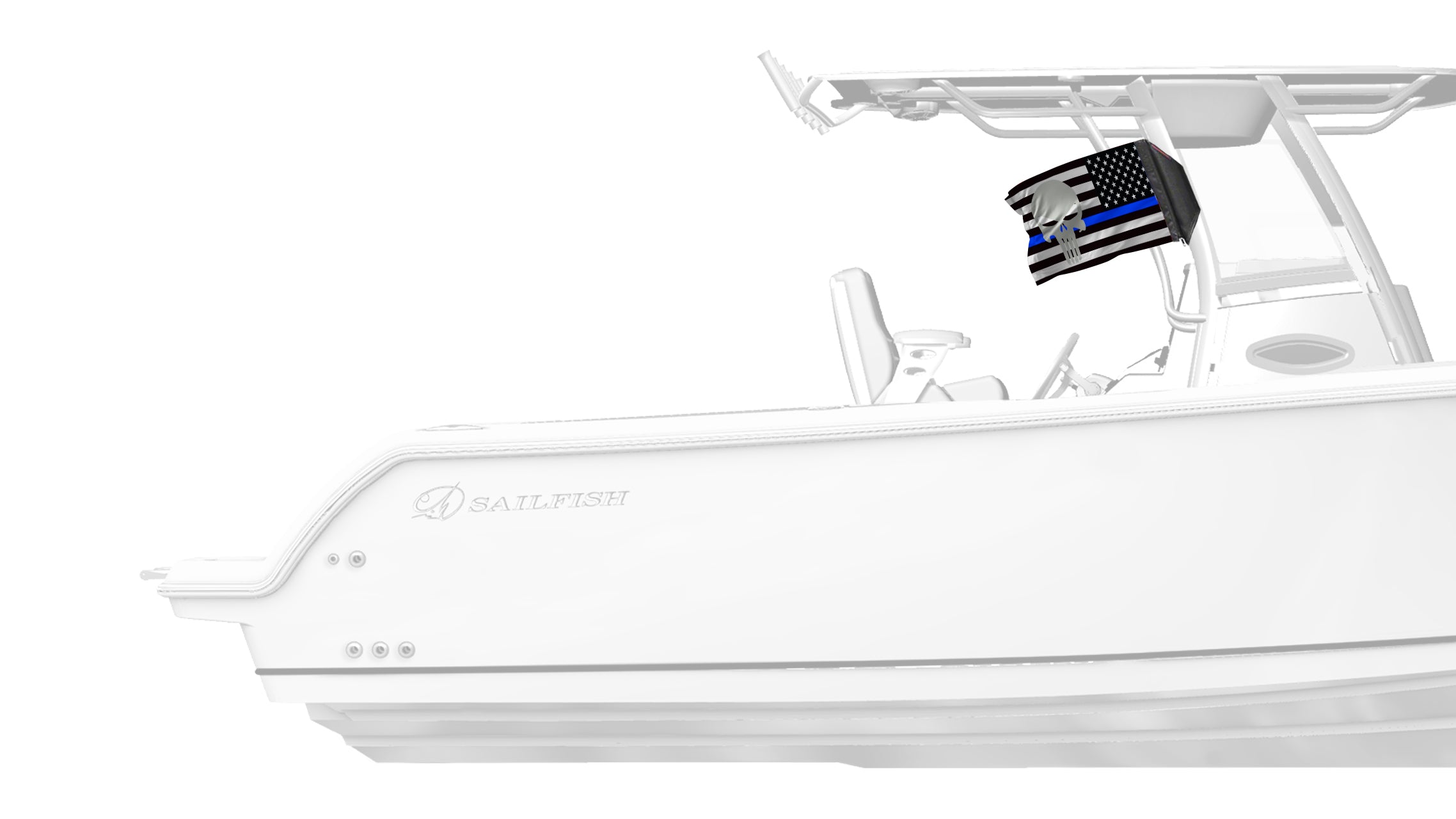 USA Subdued Thin Blue Line Punisher 12"x18" Forever Wave Flag