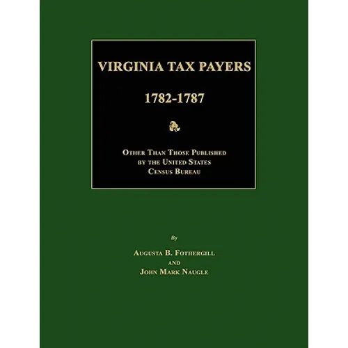 Virginia Tax Payers 1782 - 1787; Other Than Those Published by the United States Census Bureau