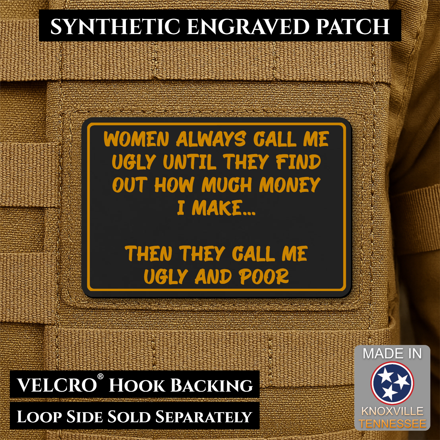 Ugly and Poor Funny Morale Patch | Made in USA | VELCRO® Brand Hook Backing