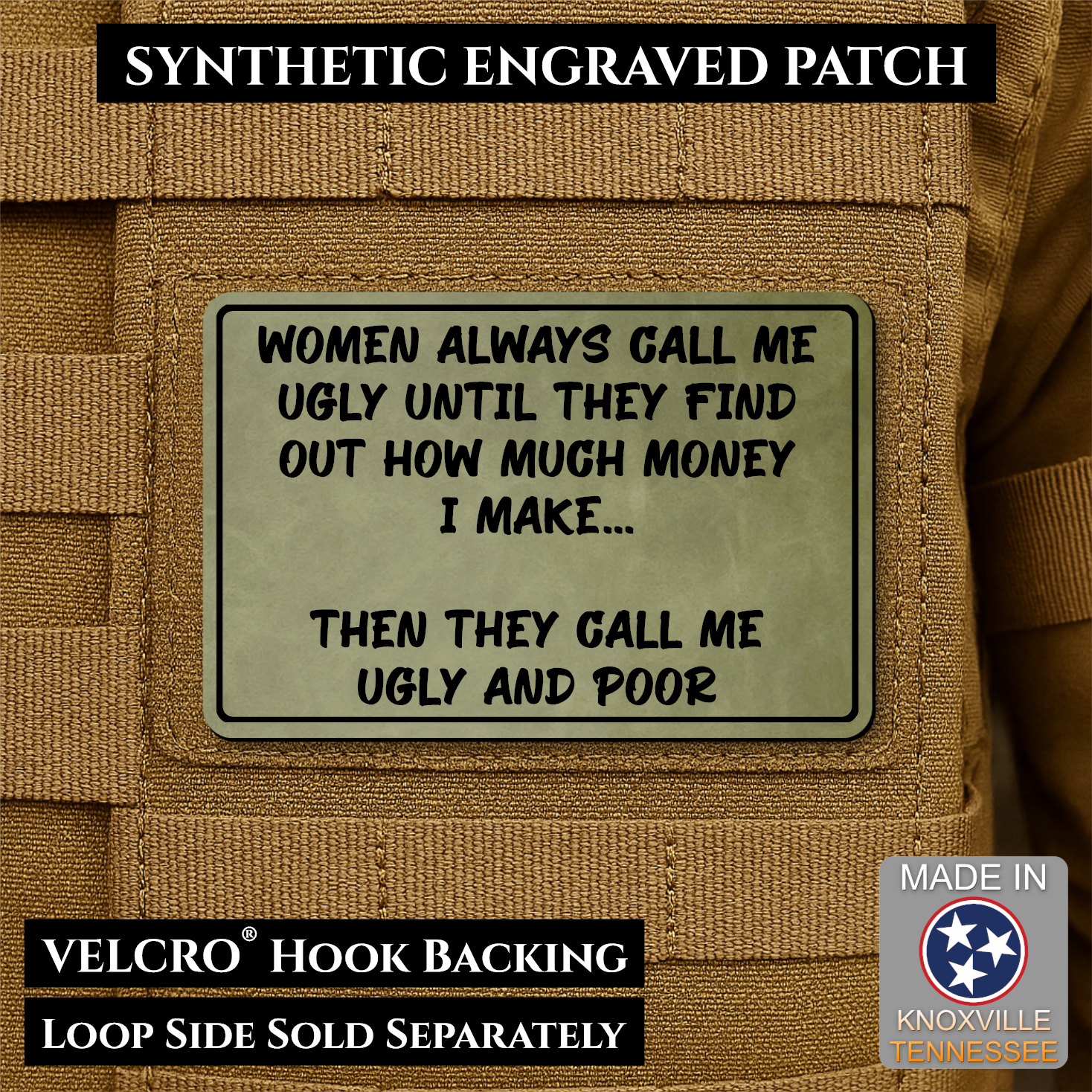 Ugly and Poor Funny Morale Patch | Made in USA | VELCRO® Brand Hook Backing