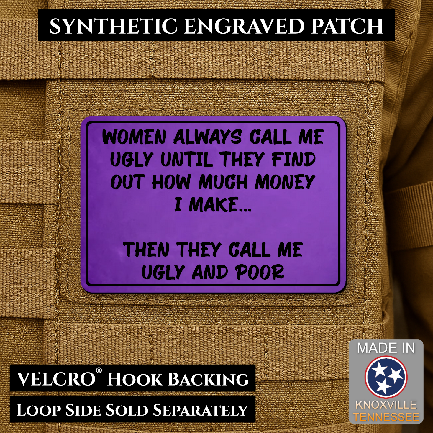 Ugly and Poor Funny Morale Patch | Made in USA | VELCRO® Brand Hook Backing
