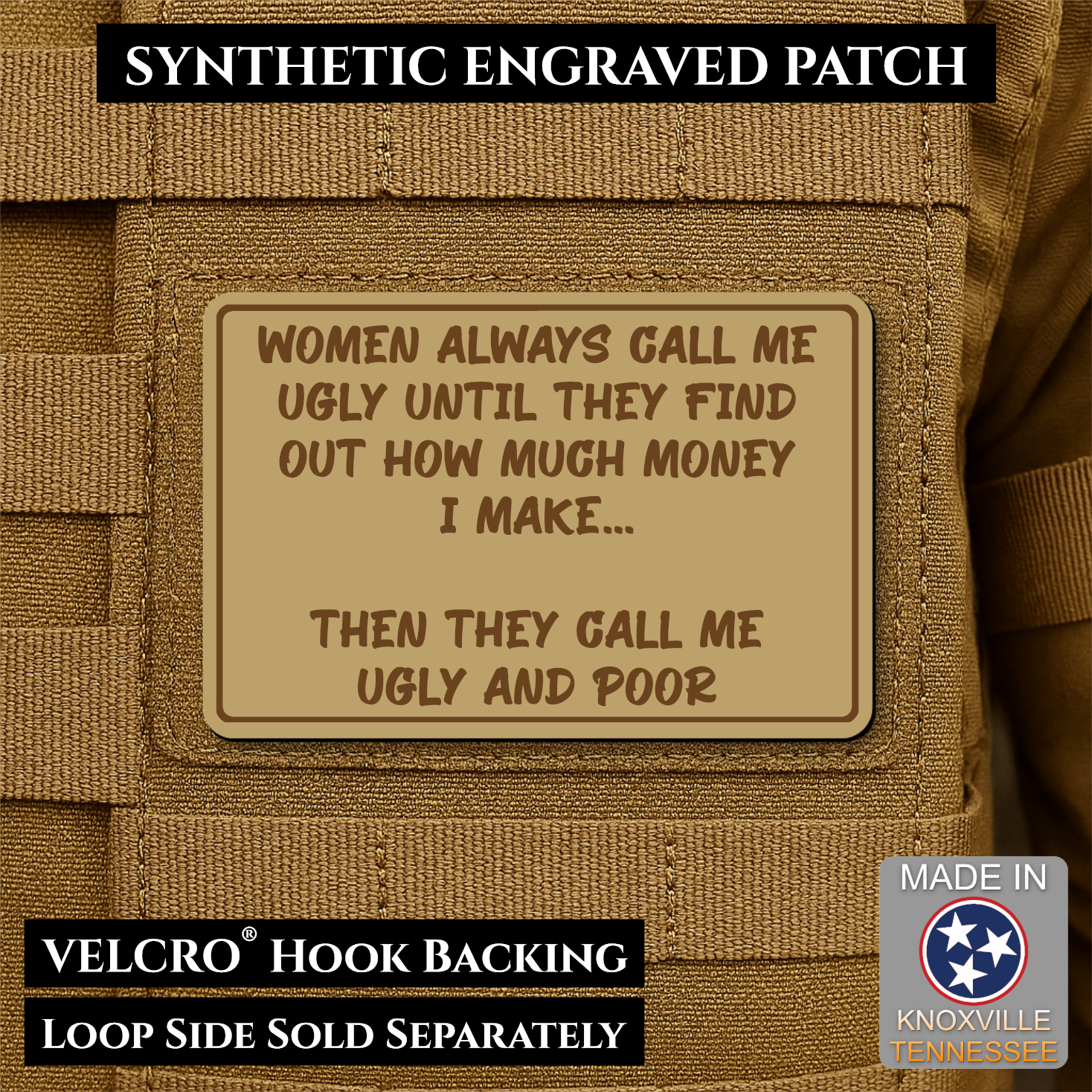 Ugly and Poor Funny Morale Patch | Made in USA | VELCRO® Brand Hook Backing