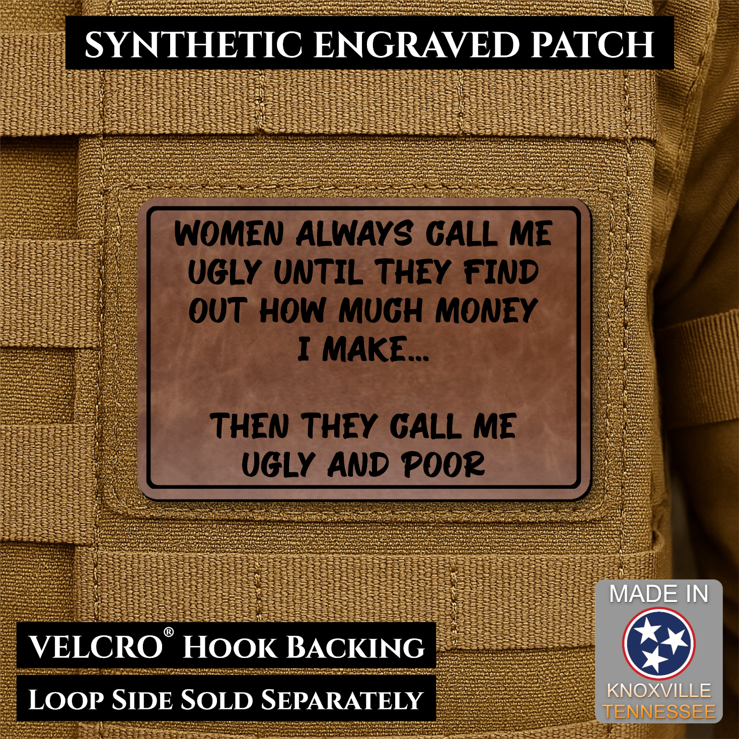 Ugly and Poor Funny Morale Patch | Made in USA | VELCRO® Brand Hook Backing
