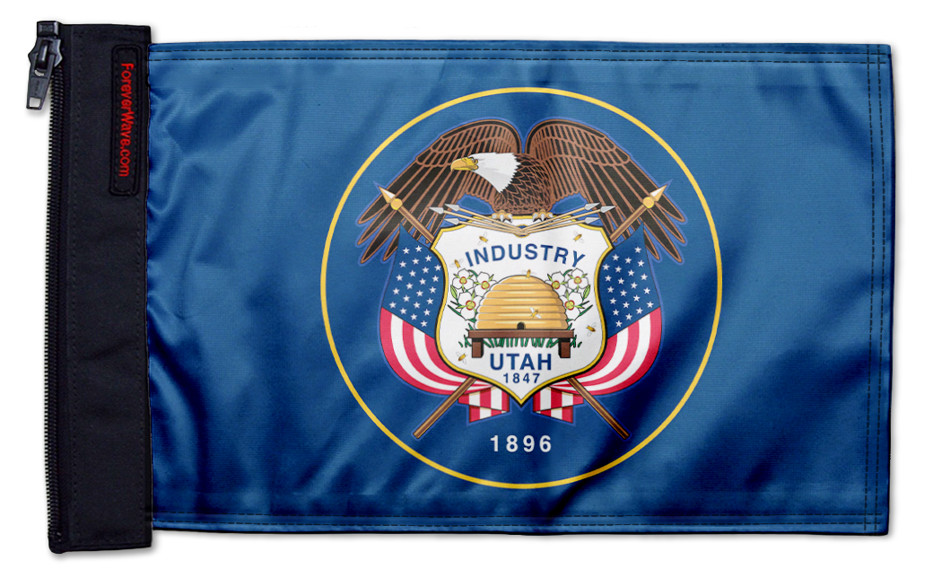 State Flag Utah "Old Style" 12"x18" Forever Wave Flag for Boats