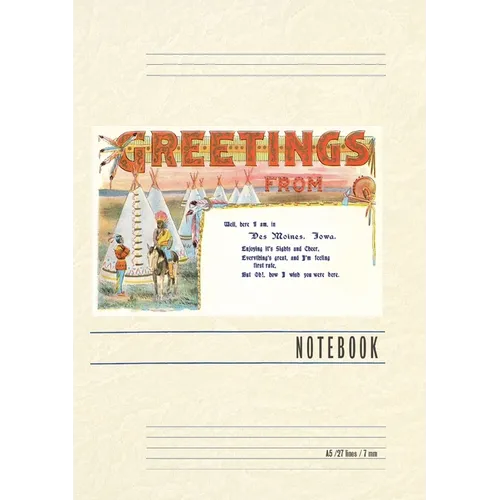 Vintage Lined Notebook Greetings from Des Moines, Tepees - Paperback