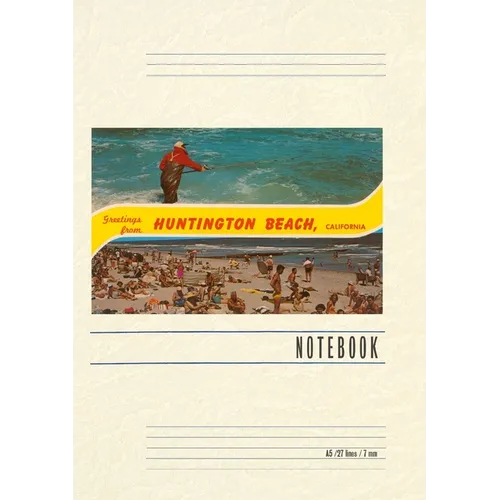 Vintage Lined Notebook Greetings from Huntington Beach - Paperback