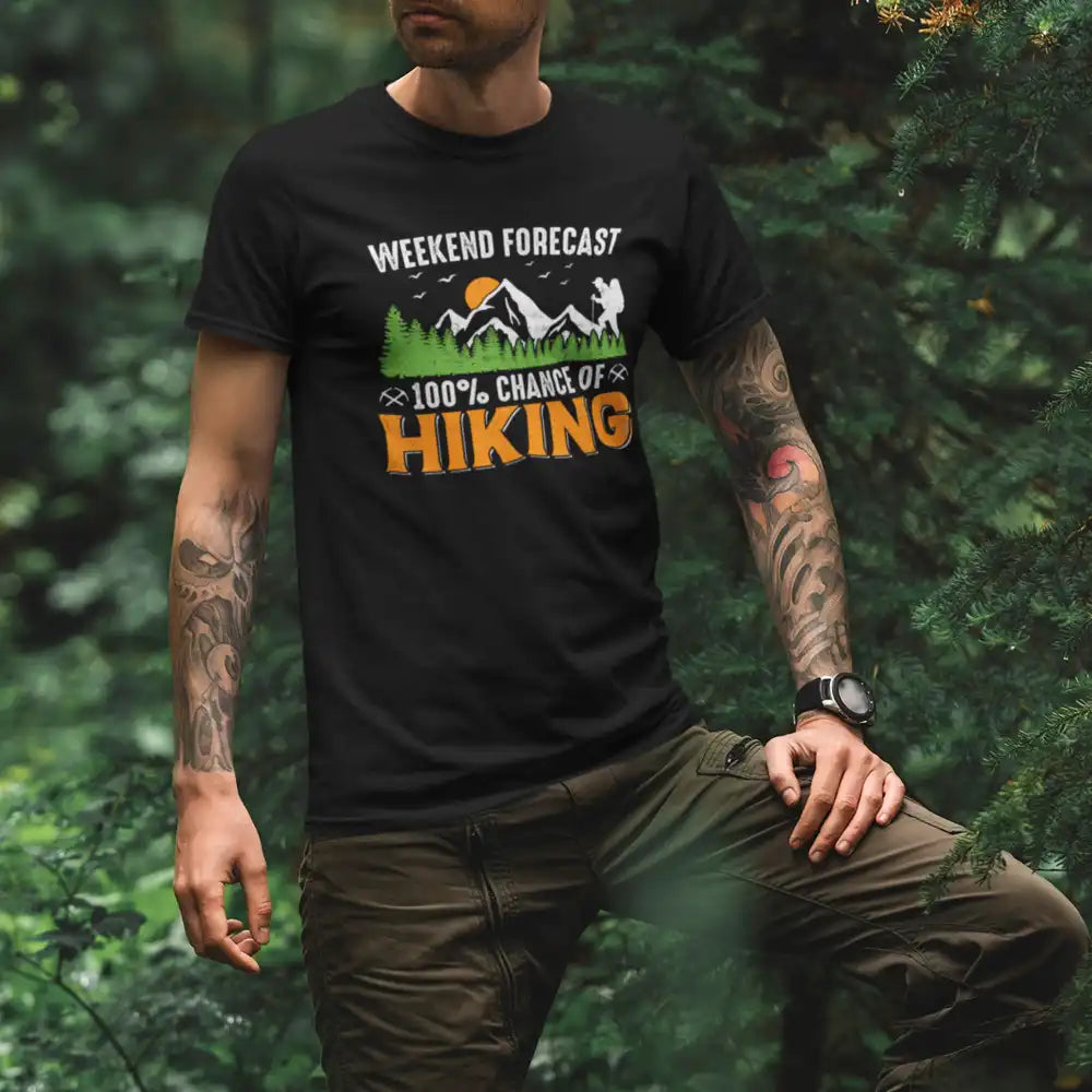 Weekend Forecast 100% Hiking Man T-Shirt