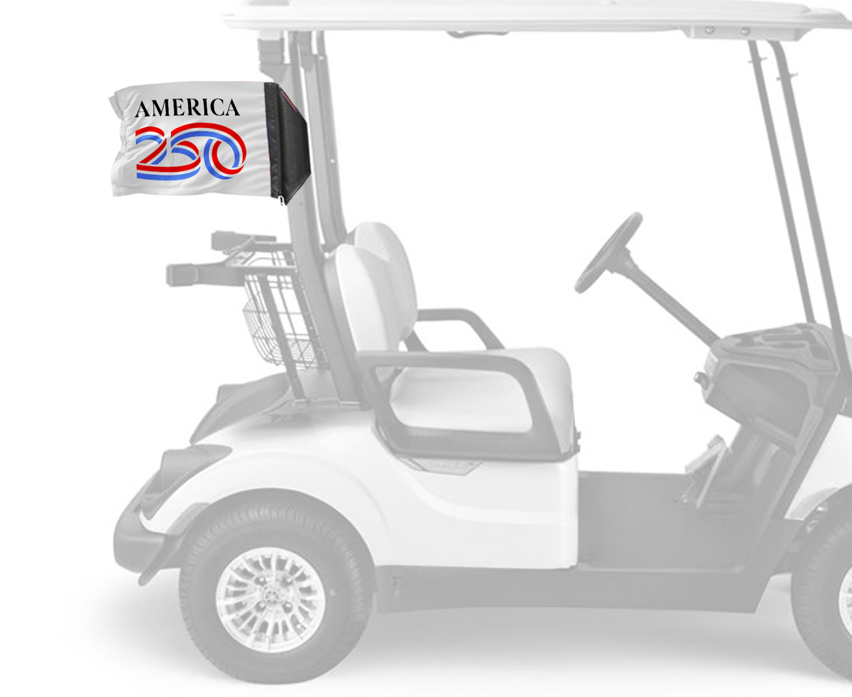 America 250 12"x18" Forever Wave Flag for Golf Carts