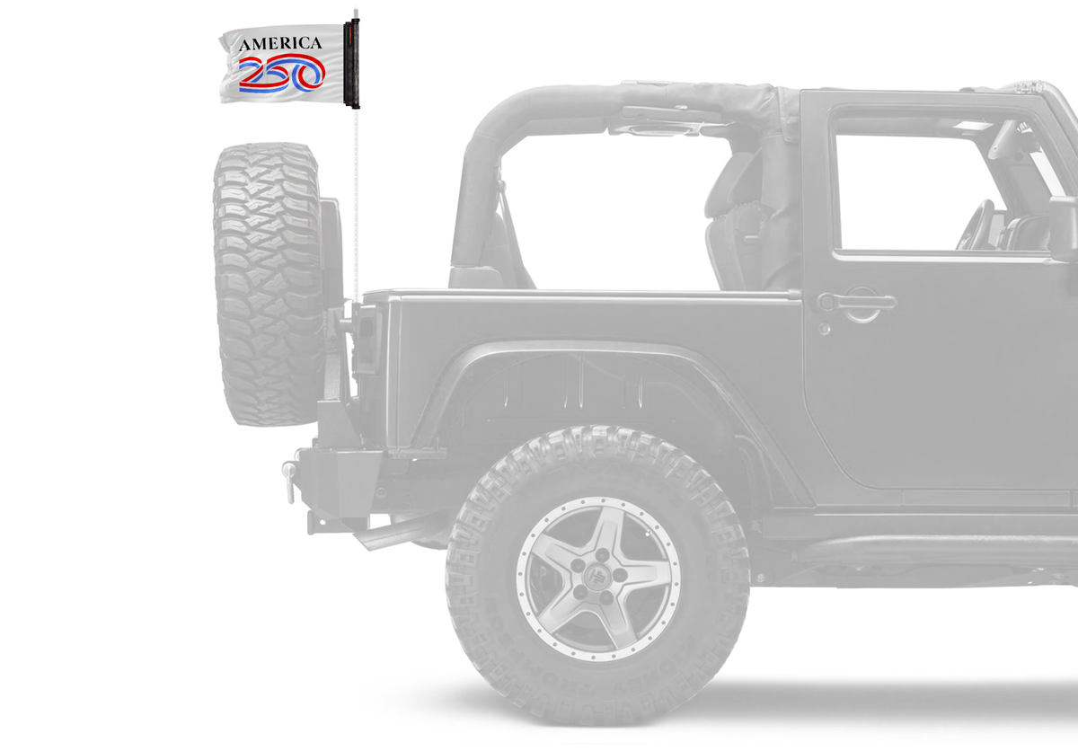 America 250 12"x18" Forever Wave Flag for Jeep Wrangler JLU 4-Door 2018-Present