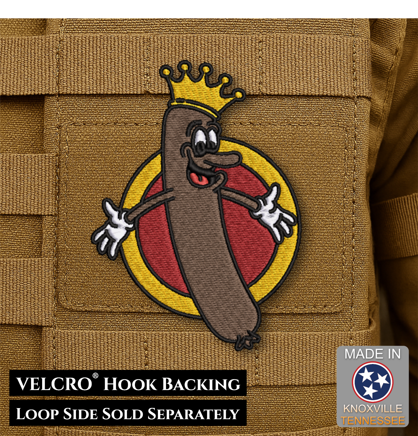 The Wiener King Funny Morale Patch, 3x4" | Made in USA | VELCRO® Brand Hook Backing