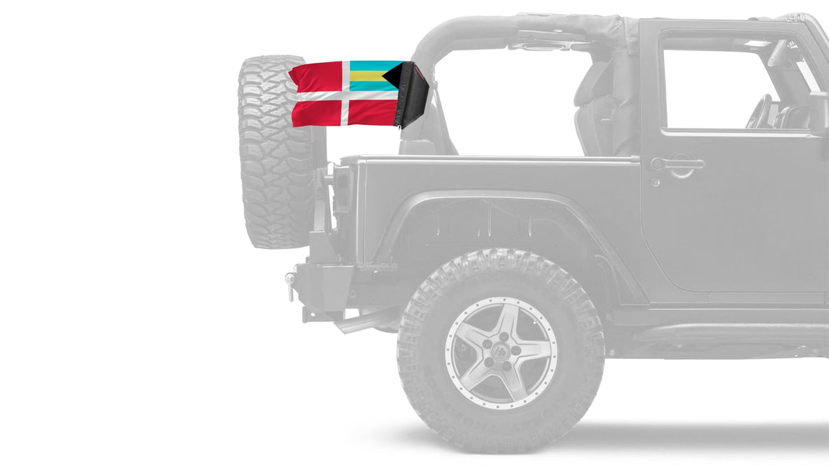 Bahamas Courtesy 12"x18" Forever Wave Flag for Jeep Wrangler JK 2-Door 2007-2018