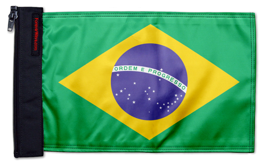 Brazil 12"x18" Forever Wave Flag for Golf Carts