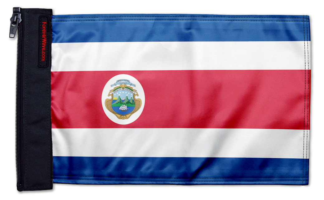 Costa Rica 12"x18" Forever Wave Flag for Jeep Wrangler TJ 1996-2006