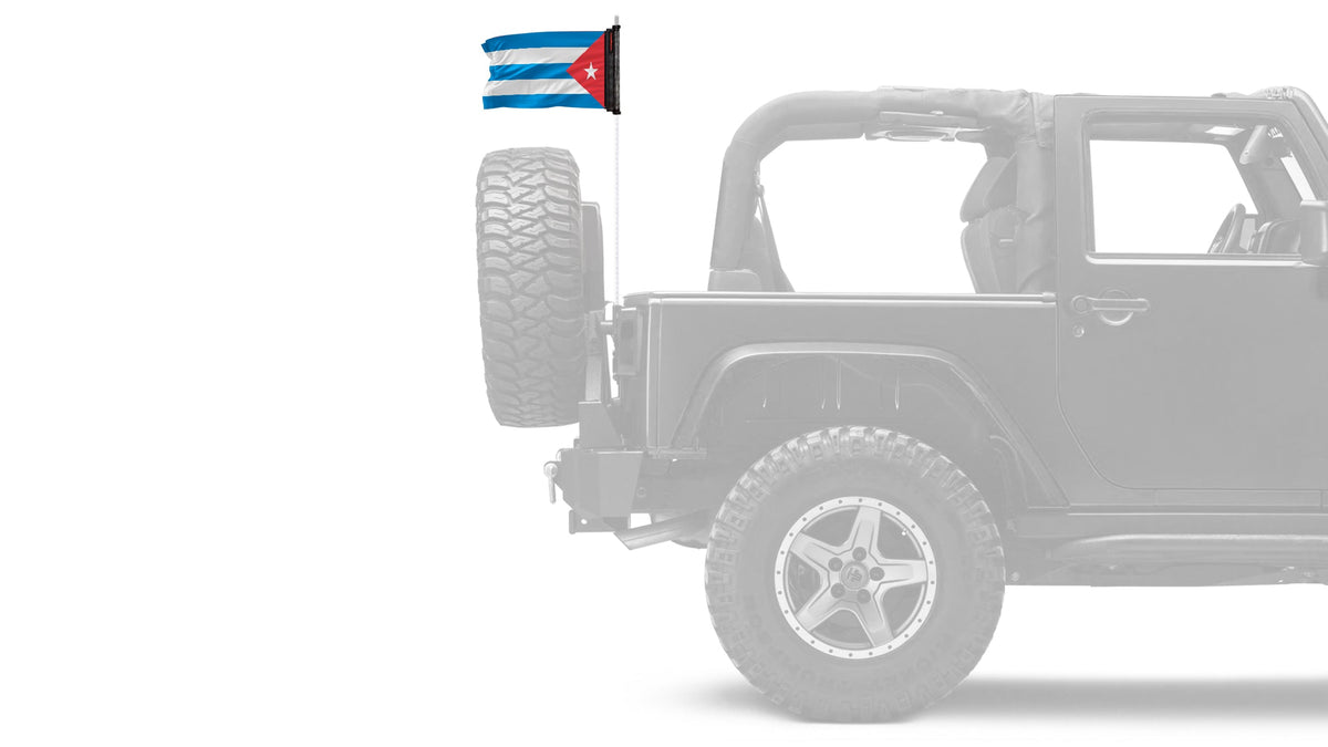 Cuba 12"x18" Forever Wave Flag for Jeep Wrangler JK 2-Door 2007-2018