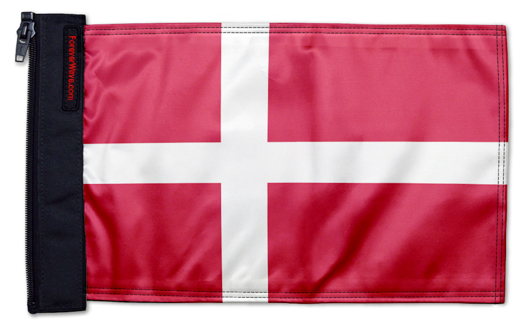 Denmark 12"x18" Forever Wave Flag for Golf Carts