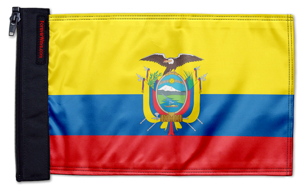 Ecuador 12"x18" Forever Wave Flag for Golf Carts