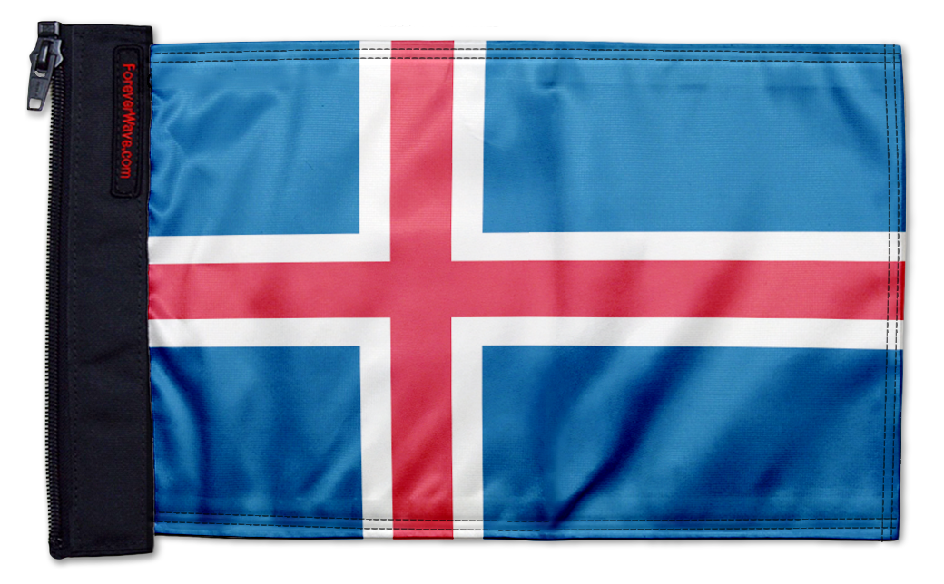 Iceland 12"x18" Forever Wave Flag for Boats