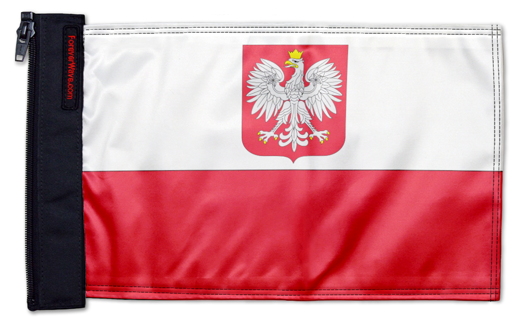 Poland 12"x18" Forever Wave Flag for Golf Carts