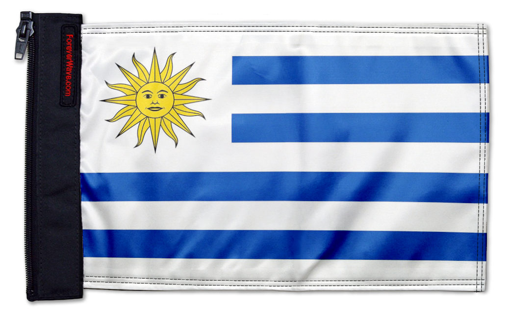 Uruguay 12"x18" Forever Wave Flag for Golf Carts