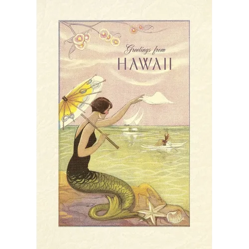 Vintage Lined Notebook Greetings from Hawaii, Mermaid