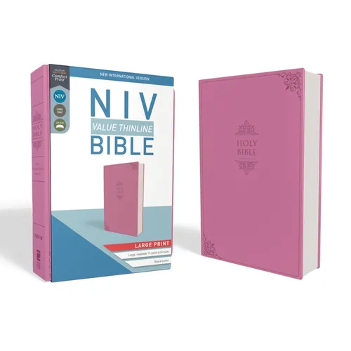 NIV, Value Thinline Bible, Large Print, Imitation Leather, Pink - Imitation Leather