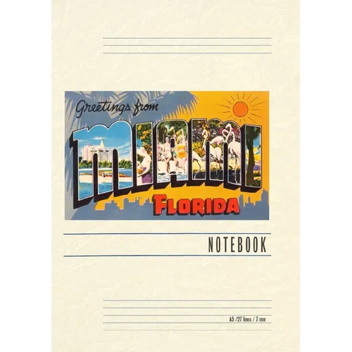 Vintage Lined Notebook Greetings from Miami, Florida - Paperback