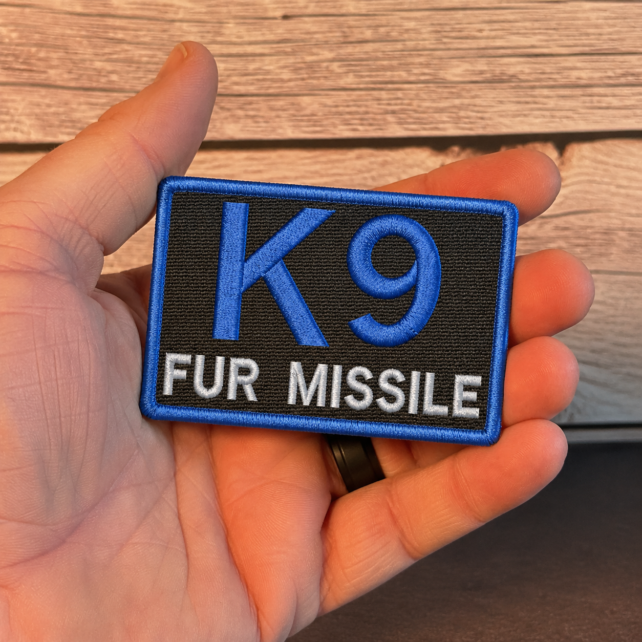 K-9 Fur Missile Funny Dog Morale Patch | Made in USA | VELCRO® Brand Hook Backing