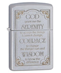 Zippo Serenity Prayer Lighter Satin Chrome #28458