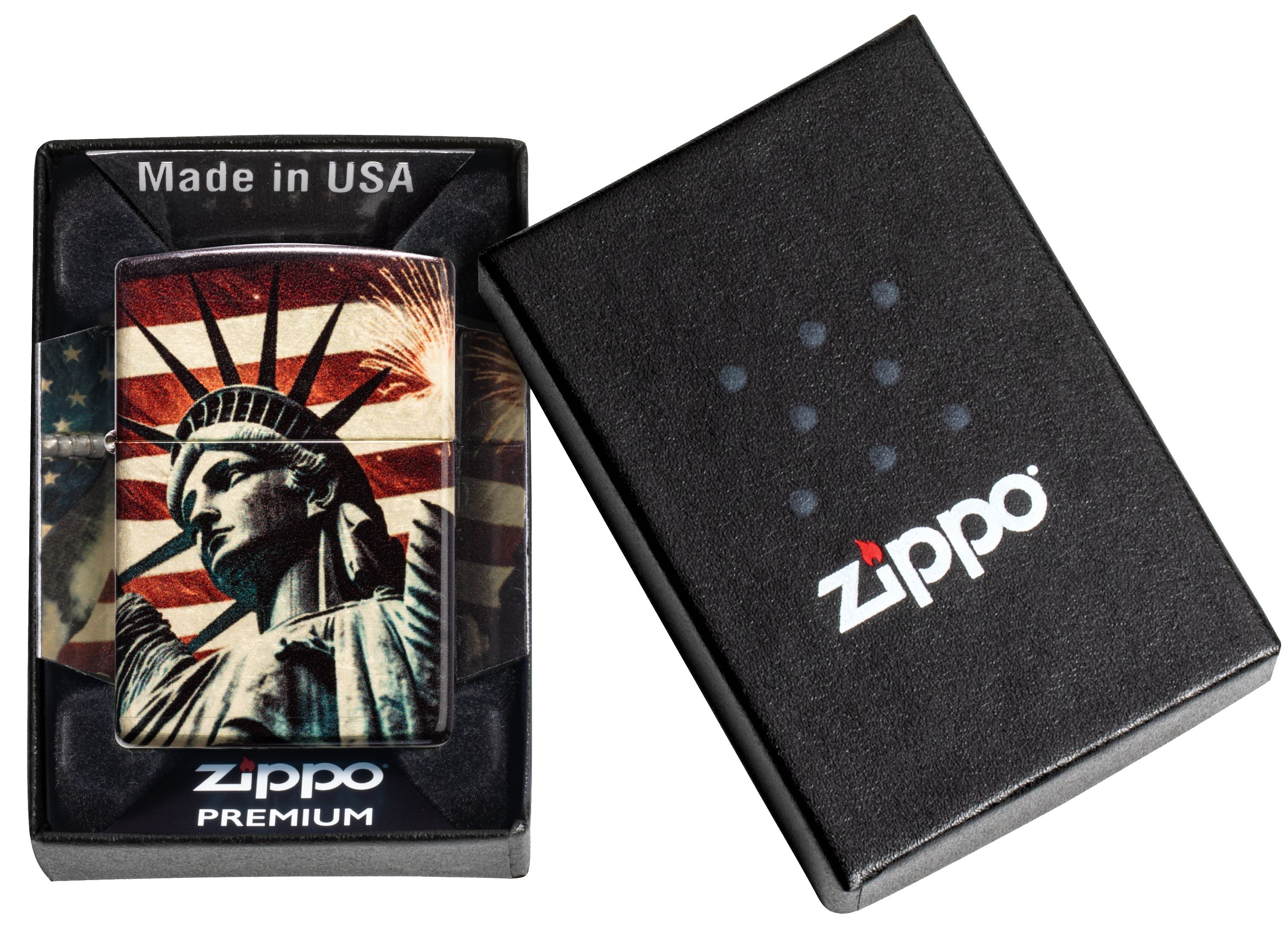 Zippo Statue of Liberty Patriotic, 540 Tumbled Brass Lighter #47186