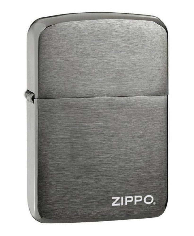 Zippo 1941 Replica Lighter, w/ Logo, Black Ice Finish, Windproof #24485