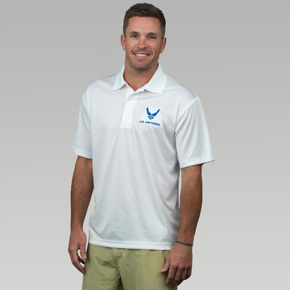 Air Force Wings Embroidered Performance Polo (White)