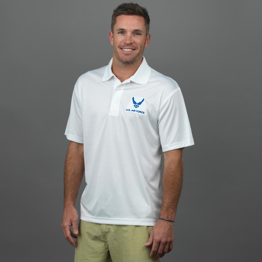 Air Force Wings Embroidered Performance Polo (White)
