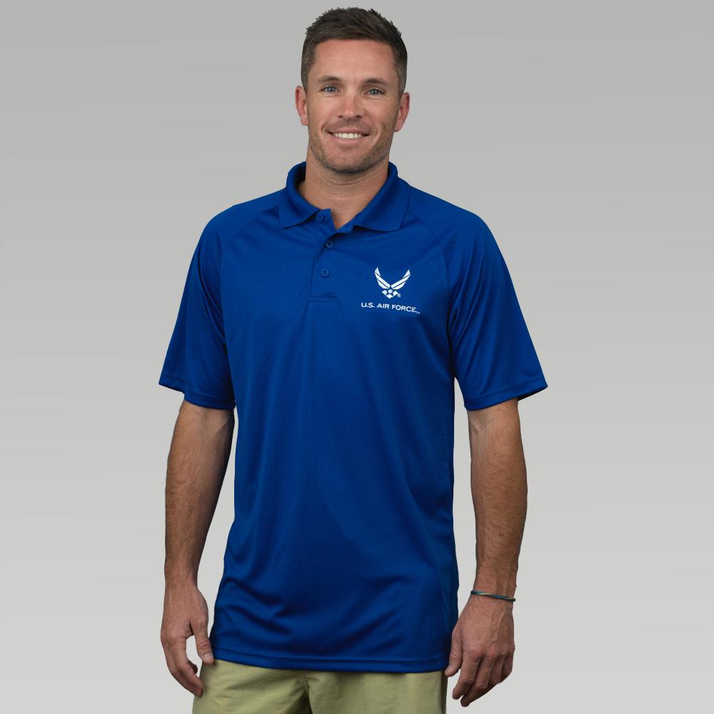 Air Force Wings Embroidered Performance Polo (Royal)