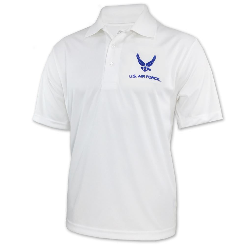 Air Force Wings Embroidered Performance Polo (White)