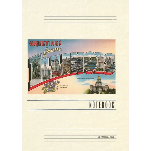 Vintage Lined Notebook Greetings from Illinois - Paperback
