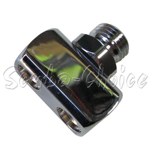 Scuba Diving 1 Male 9/16-18 UNF-2A to 2X Female 3/8-24 UNF-2B LP Hose Adaptor