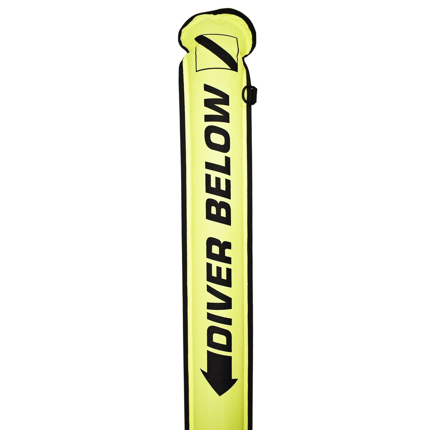 Scuba Diving 4.5ft Over Bottom Surface Marker w/ Open Pressure Valve, Yellow