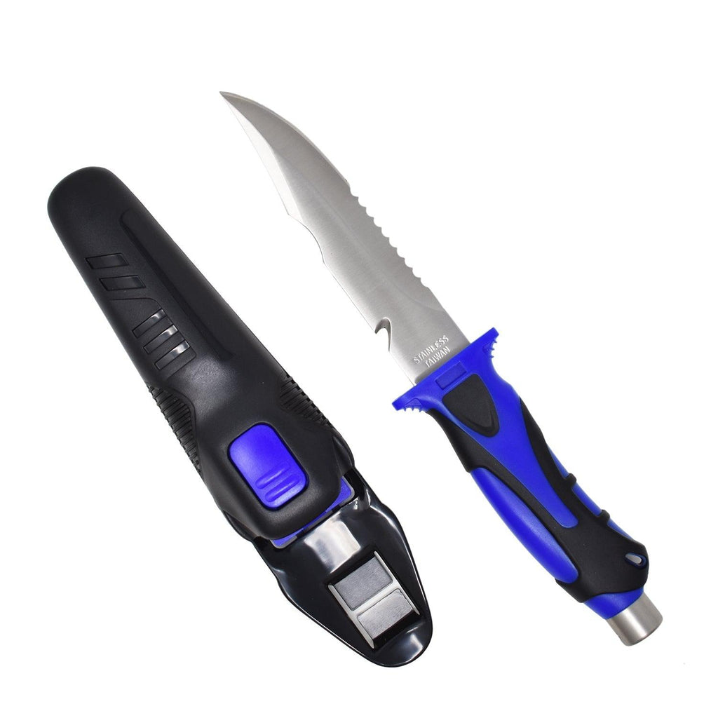 Scuba Choice 10.5" Heavy Duty Stainless Steel Blue Point-Tip Knife w/ 2 Straps