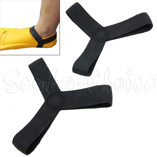 Scuba Diving Snorkeling Rubber Fin Black Keepers/Gripper Set - Pair