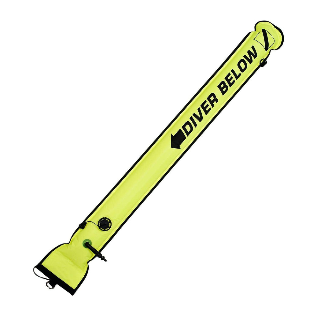 Scuba Diving 4.5ft Over Bottom Surface Marker w/ Open Pressure Valve, Yellow