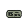 B- Blood Type Light Green Patch with Hook Fastener