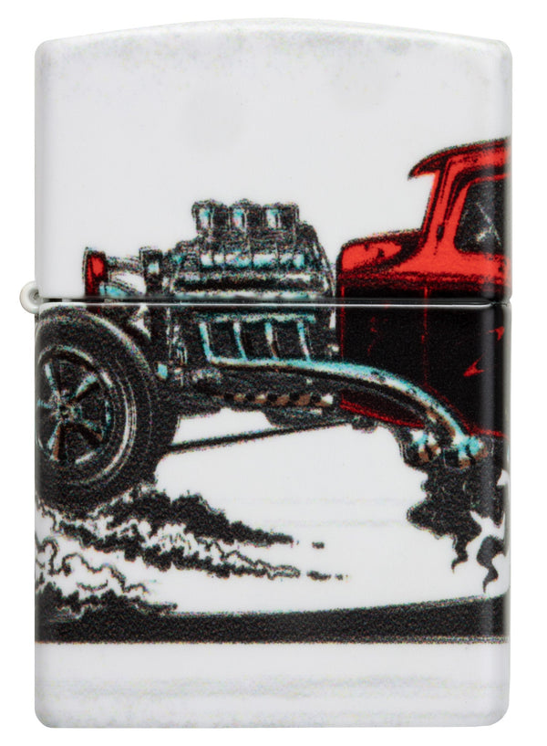 Zippo Classic Hot Rod 540 Design, White Matte Lighter #48660