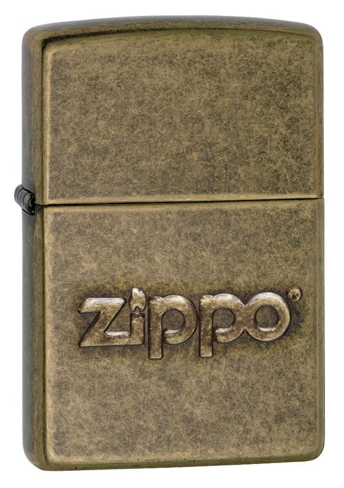 Zippo Stamped Logo Classic Antique Lighter, Brass Finish #28994