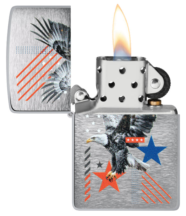 Zippo Abstract Americana Design, Brushed Chrome Lighter #46820