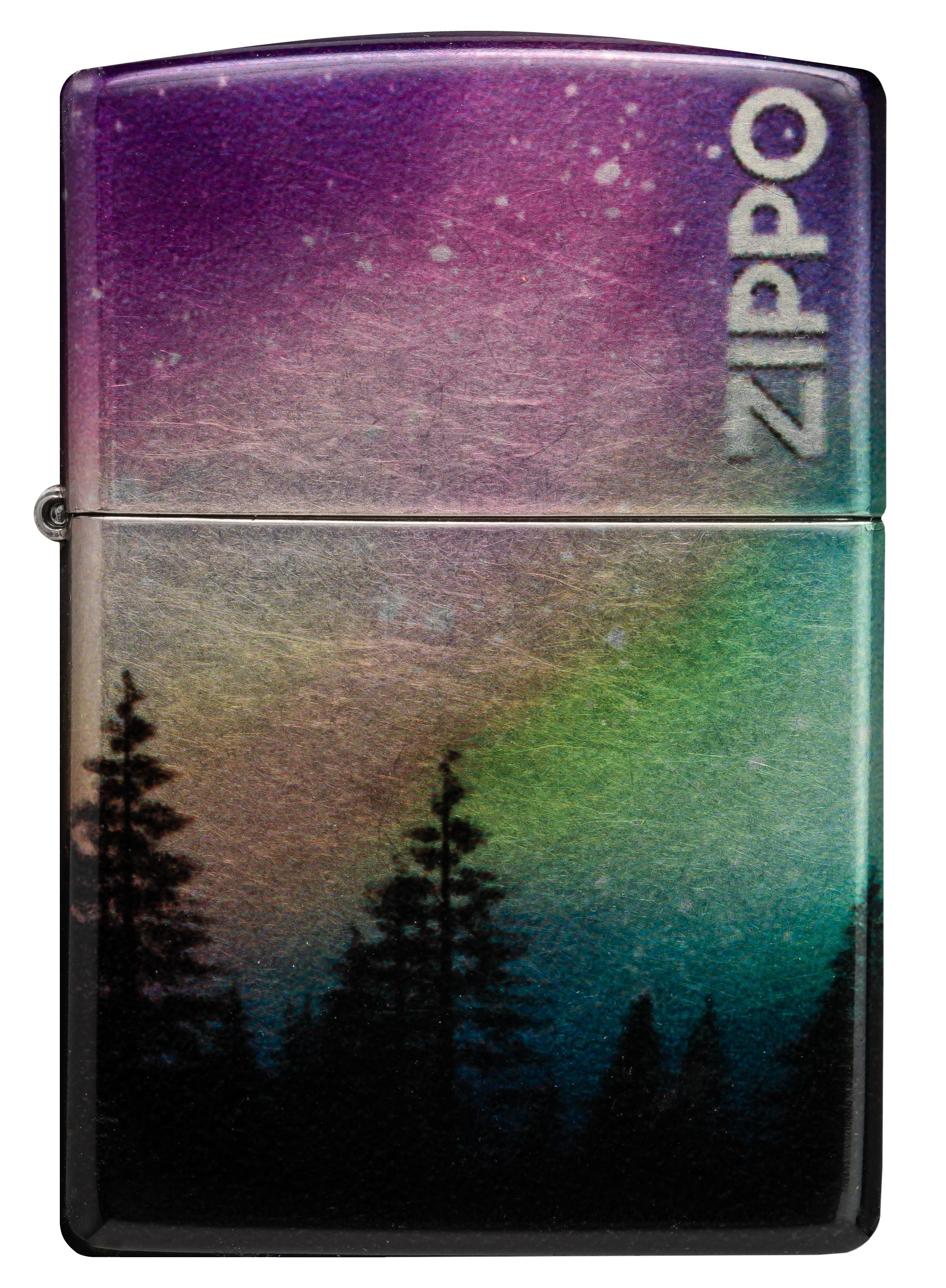 Zippo Aurora Borealis Design, 540 Tumbled Chrome Fusion Lighter #48771