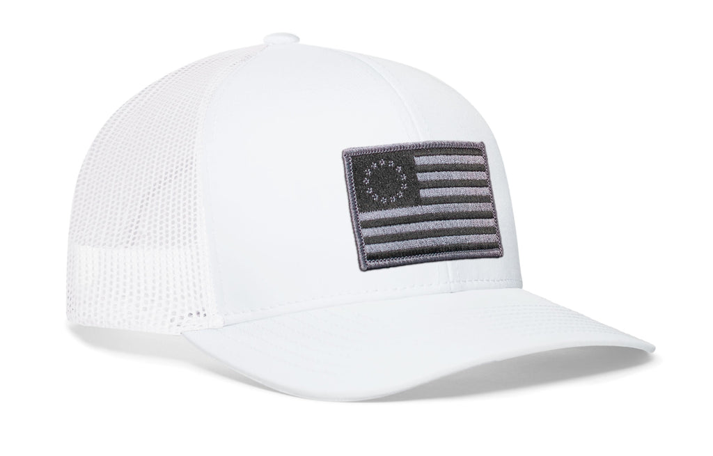 Betsy Ross Flag Trucker Hat  |  Black USA Snapback
